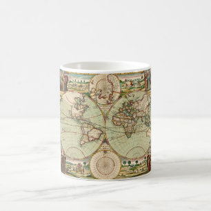 Antique Vintage carte générale de la Mug Mondiale