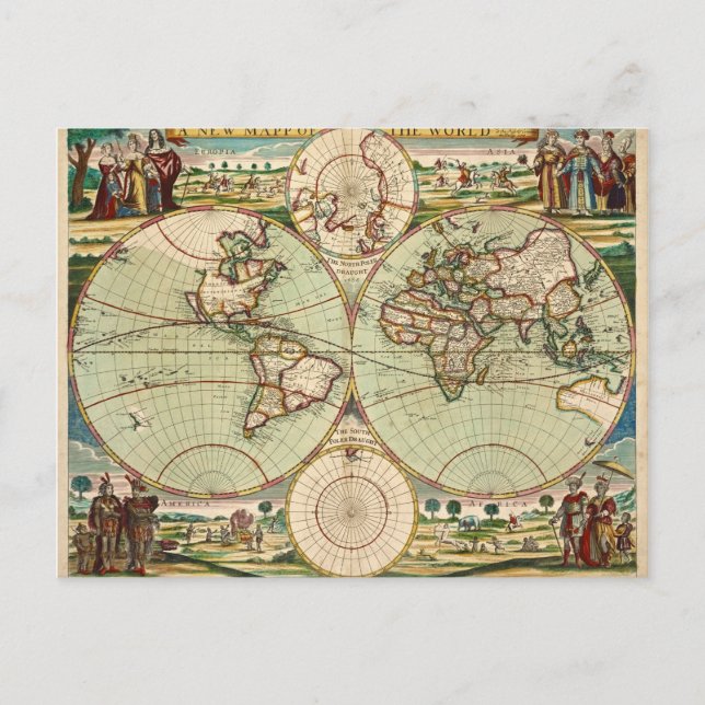 Antique Vintage carte postale mondiale (Devant)