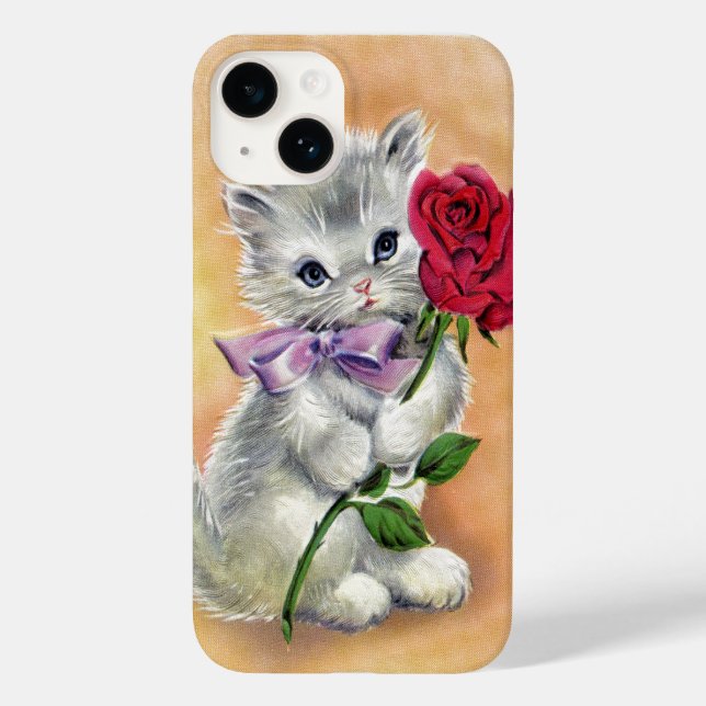 Antique vintage cat coquette cute kitten rose Case-Mate iPhone case (Back)