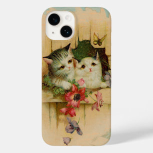 Antique vintage cat painting cute kitten butterfly Case-Mate iPhone 14 case