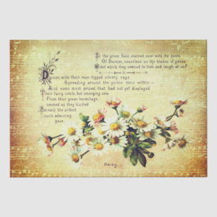 Antique Vintage Daisy Poetry of Flowers Tissue Paper