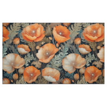Antique vintage de pêche popies tissu