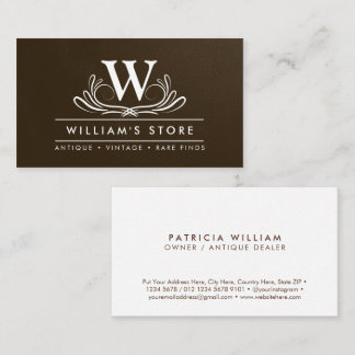 Antique Vintage Dealer or Decor | Brown Business Card