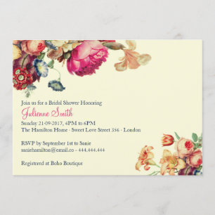 Antique Vintage Floral Bridal Shower Invitations