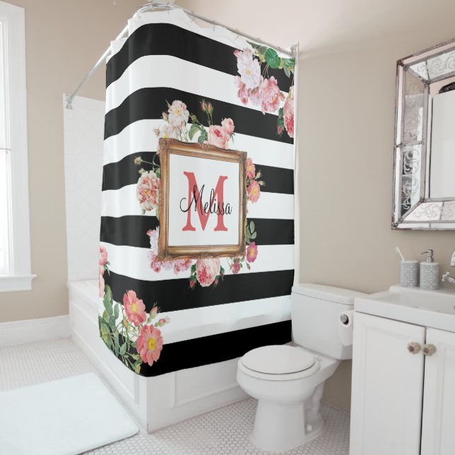Antique Vintage Floral & Stripes Monogram (In Situ)