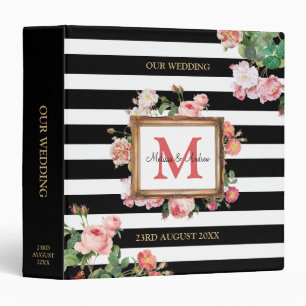 Antique Vintage Floral & Stripes Wedding Photo Binder