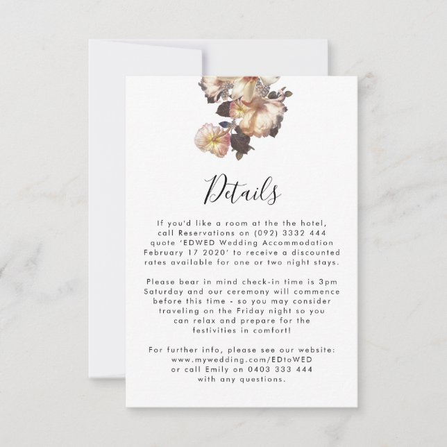 Antique Vintage Floral Wedding Enclosure Card (Front)