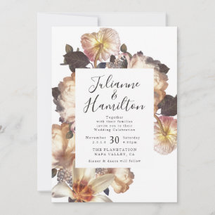 Antique Vintage Floral Wedding Invitation