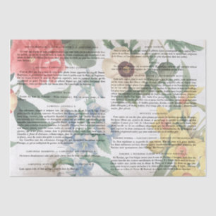 Antique Vintage Flower French Book Page Decoupage Tissue Paper