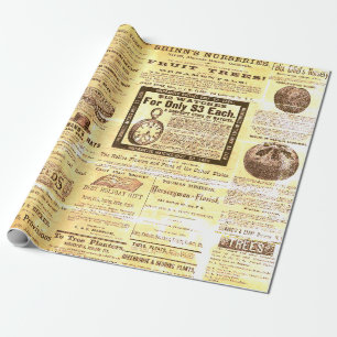Antique Vintage Horticulture Ads Ephemera Beige Wrapping Paper