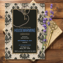 Antique Vintage Key Damask Housewarming Party