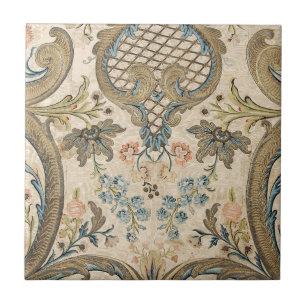 Antique Vintage Louis XV Floral Backsplash Tile