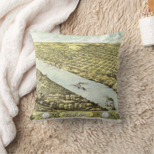 Antique Vintage Map Atchison River Kansas 1869 Throw Pillow