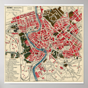 Antique Vintage Map of Rome Poster