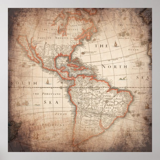 Antique Vintage Map Poster (Front)