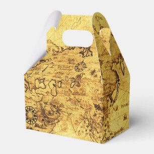 Antique Vintage Old Gold World Map VII Favor Box
