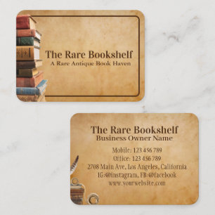Antique Vintage Old Rare Book Store Business Card