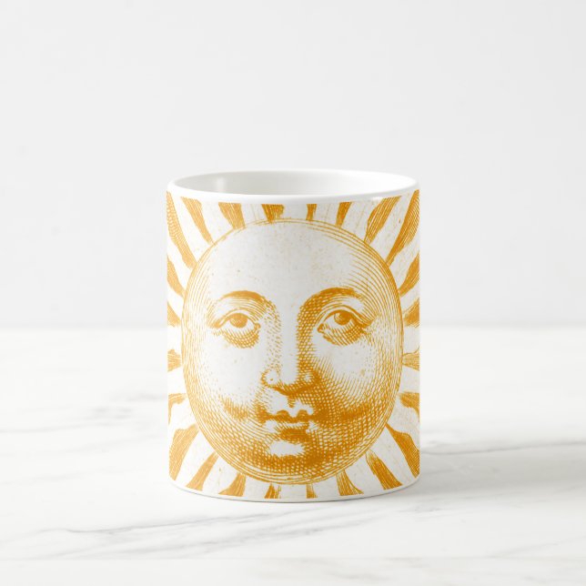 Antique Vintage Orange Sun Face Coffee Mug (Center)