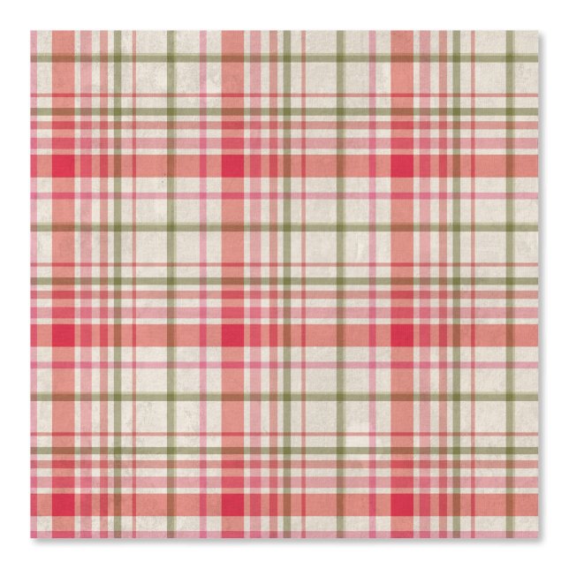 Antique Vintage Plaid Mute Red Green Beige Wallpaper (Front)