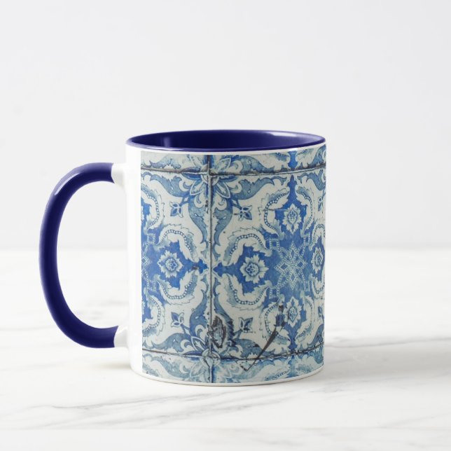 Antique Vintage Portuguese Tiles Pattern - Azulejo Mug (Left)