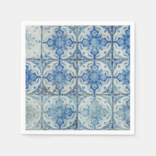 Antique Vintage Portuguese Tiles Pattern - Azulejo Napkin