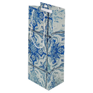 Antique Vintage Portuguese Tiles Pattern - Azulejo Wine Gift Bag