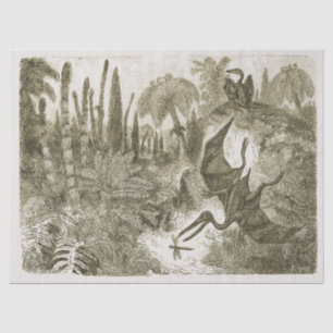 Antique Vintage Prehistoric Pterodactyl Beige Tissue Paper