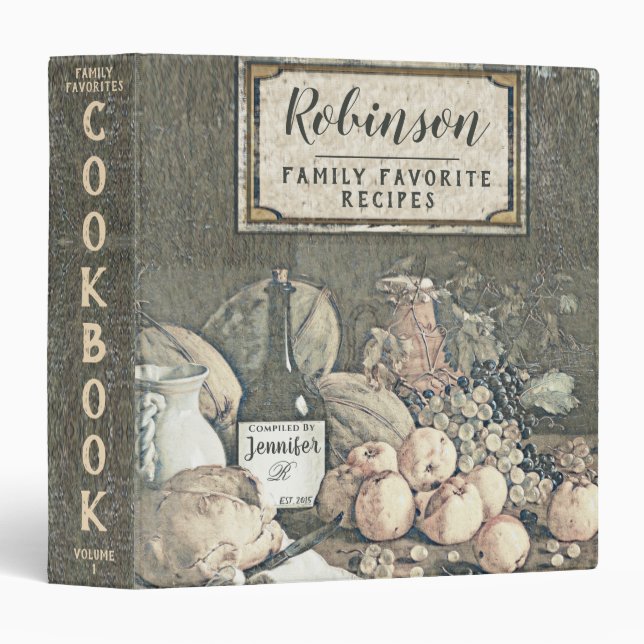 Antique Vintage Recipe Cookbook Binder (Front/Spine)