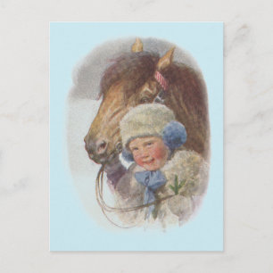 Antique Vintage The Winter Pony Horse Carte Postal