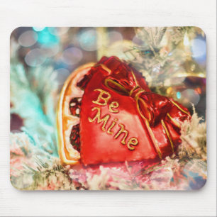 Antique Vintage Valentine Heart in Red Be Mine Mouse Pad