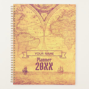 Antique  Vintage World Map Adventurer Planner