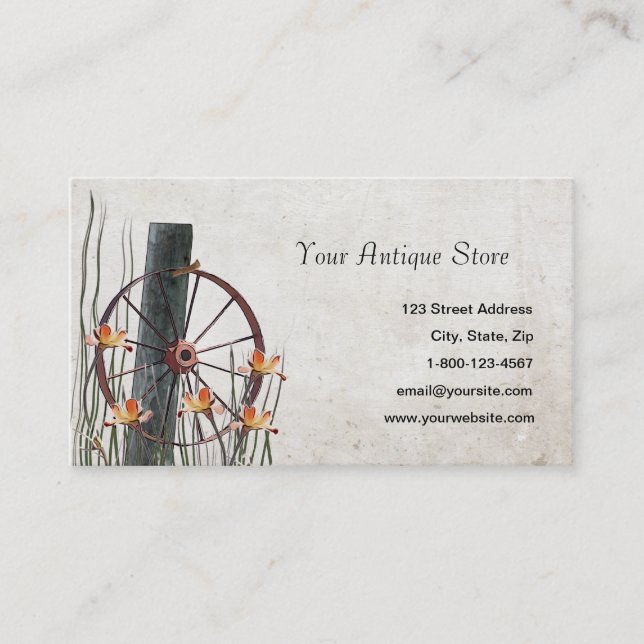 Antique Wagon Wheel Business Cards (Front)