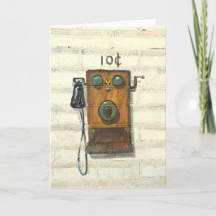 antique wall phone greeting card