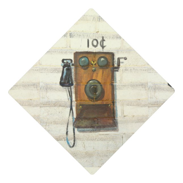 Antique wall phone Thunder_Cove Graduation Cap Topper (Front)