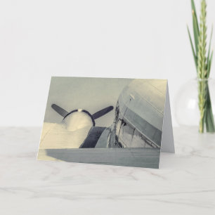 Antique War Airplane Black and White Aviation Card