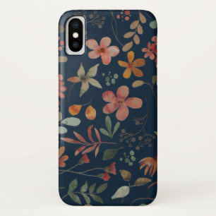 Antique Watercolor Print Floral on Navy Case-Mate iPhone Case