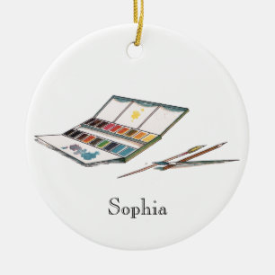 Antique Watercolors Paint Set Ceramic Ornament