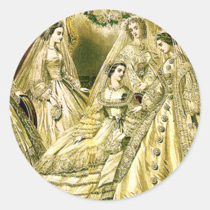 Antique Wedding Bridal Classic Round Sticker