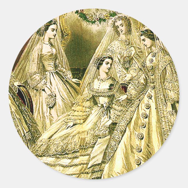 Antique Wedding Bridal Classic Round Sticker (Front)