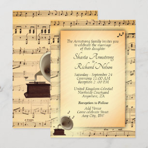 Antique Wedding Music Theme Invitation