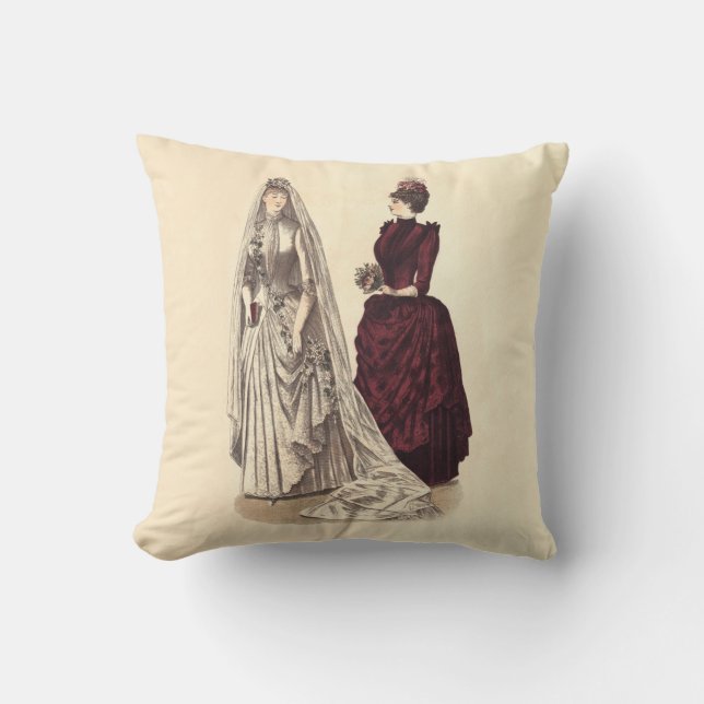Antique Wedding Throw Pillow (Front)