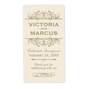 Antique Wedding Wine Bottle Monogram Favour Labels