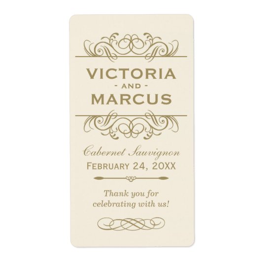 Antique Wedding Wine Bottle Monogram Favour Labels