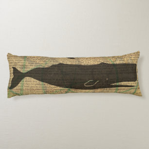  Antique Whale Nautical: Vintage Sea Life  Body Pillow