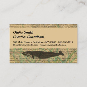  Antique Whale Nautical: Vintage Sea Life  Business Card