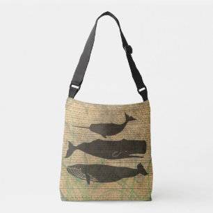 Antique Whale Nautical: Vintage Sea Life Crossbody Bag