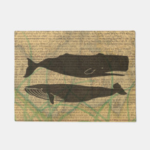  Antique Whale Nautical: Vintage Sea Life  Doormat