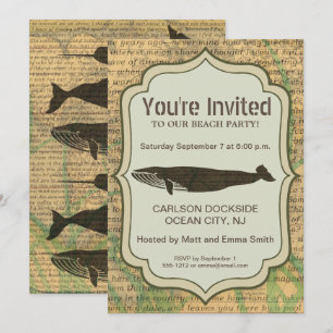  Antique Whale Nautical: Vintage Sea Life  Invitation