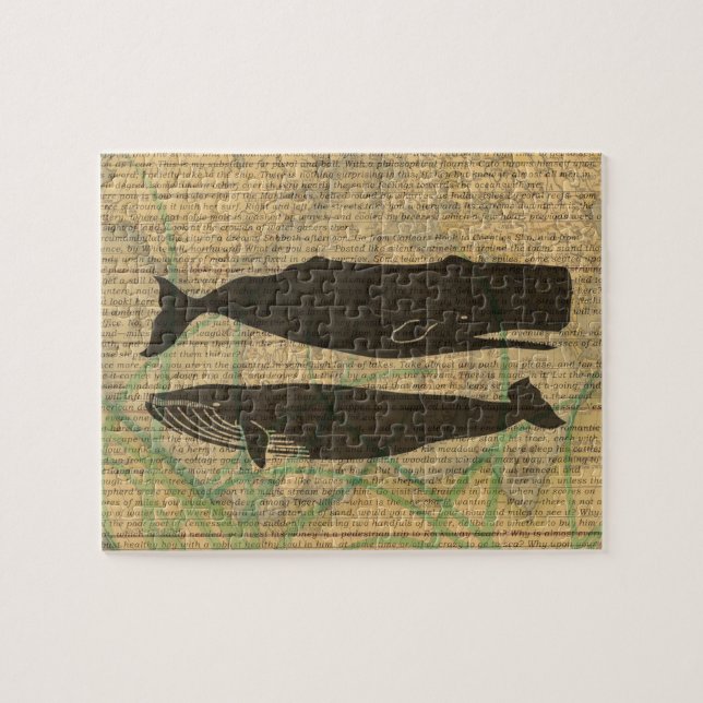  Antique Whale Nautical: Vintage Sea Life  Jigsaw Puzzle (Horizontal)