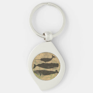  Antique Whale Nautical: Vintage Sea Life  Keychain